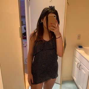 Silk Navy Blue Polka Dot Summer Dress